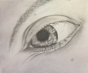 Mijn eigen oog getekend met potlood