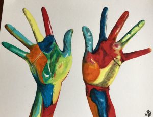 Dingen om te tekenen: Geverfde handen